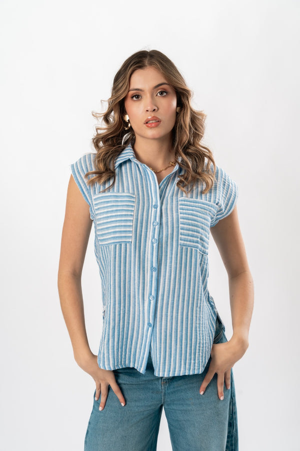 BLUSA MANGA SISA A RAYAS