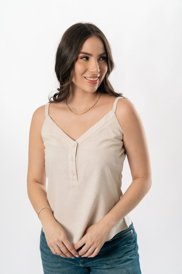 BLUSA TIRAS  EN LINO